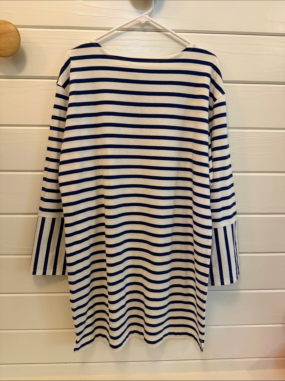 Everlane Organic Cotton Navy and White Stripe Bateau A-Line Dress - Picture 4 of 6